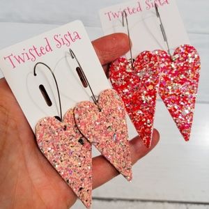 Glitter Heart Light Weight Pierced Earrings